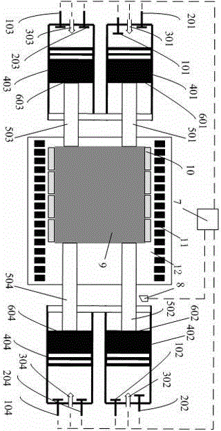 Four-stroke free piston internal combustion engine