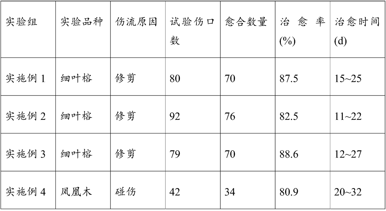 Garden plant bleeding healing agent and preparation method thereof