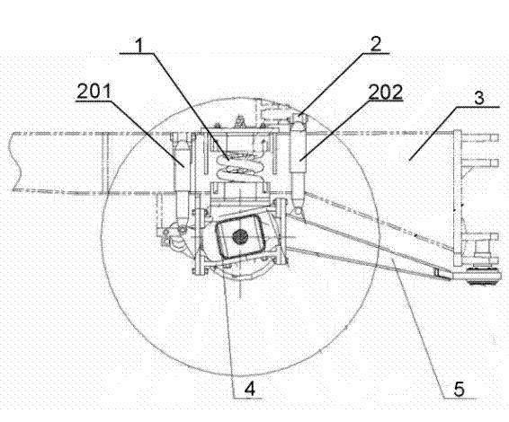 Elastic device for front suspension for heavy articulated dump truck