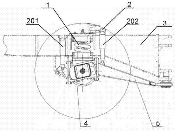 Elastic device for front suspension for heavy articulated dump truck