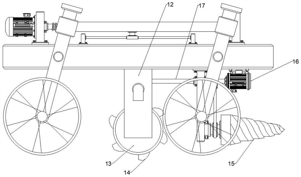 A height-adjustable mechanical arm and a farmland ditch-drilling robot