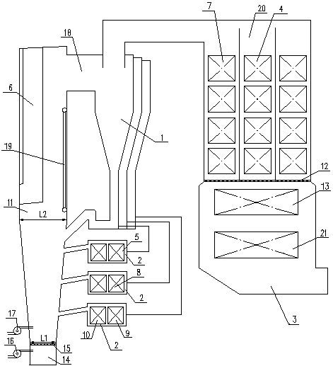 Circulating fluidized bed boiler with second reheaters