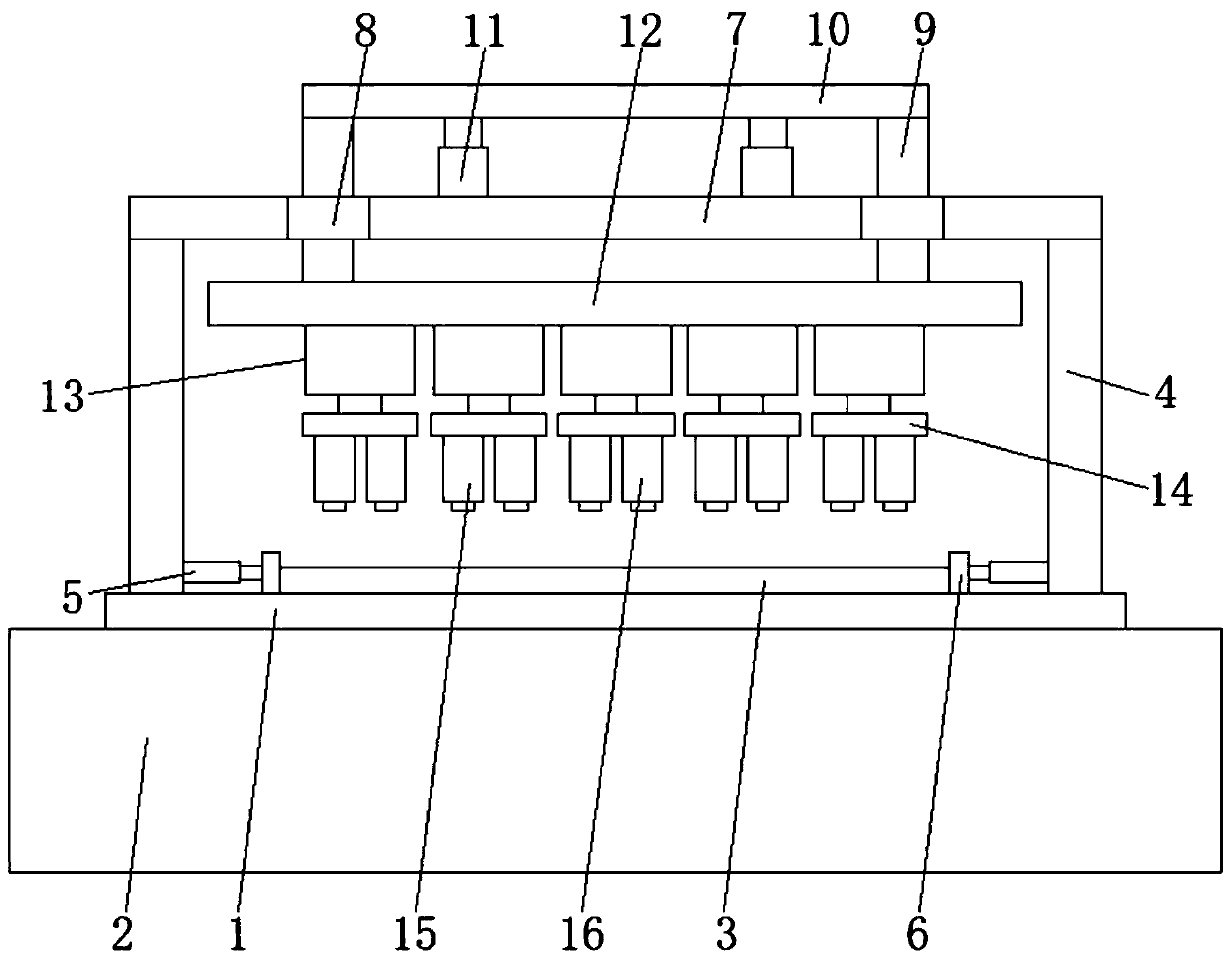 A molding device for processing glass bottle caps