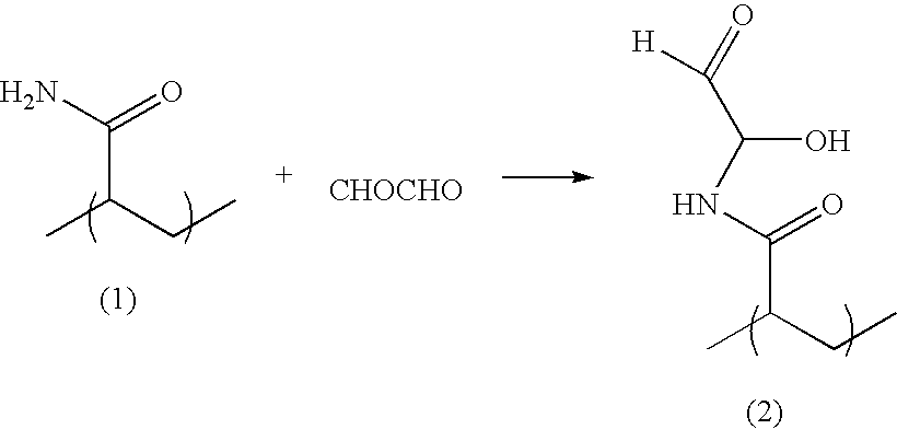 Glyoxylated polyacrylamide composition strengthening agent