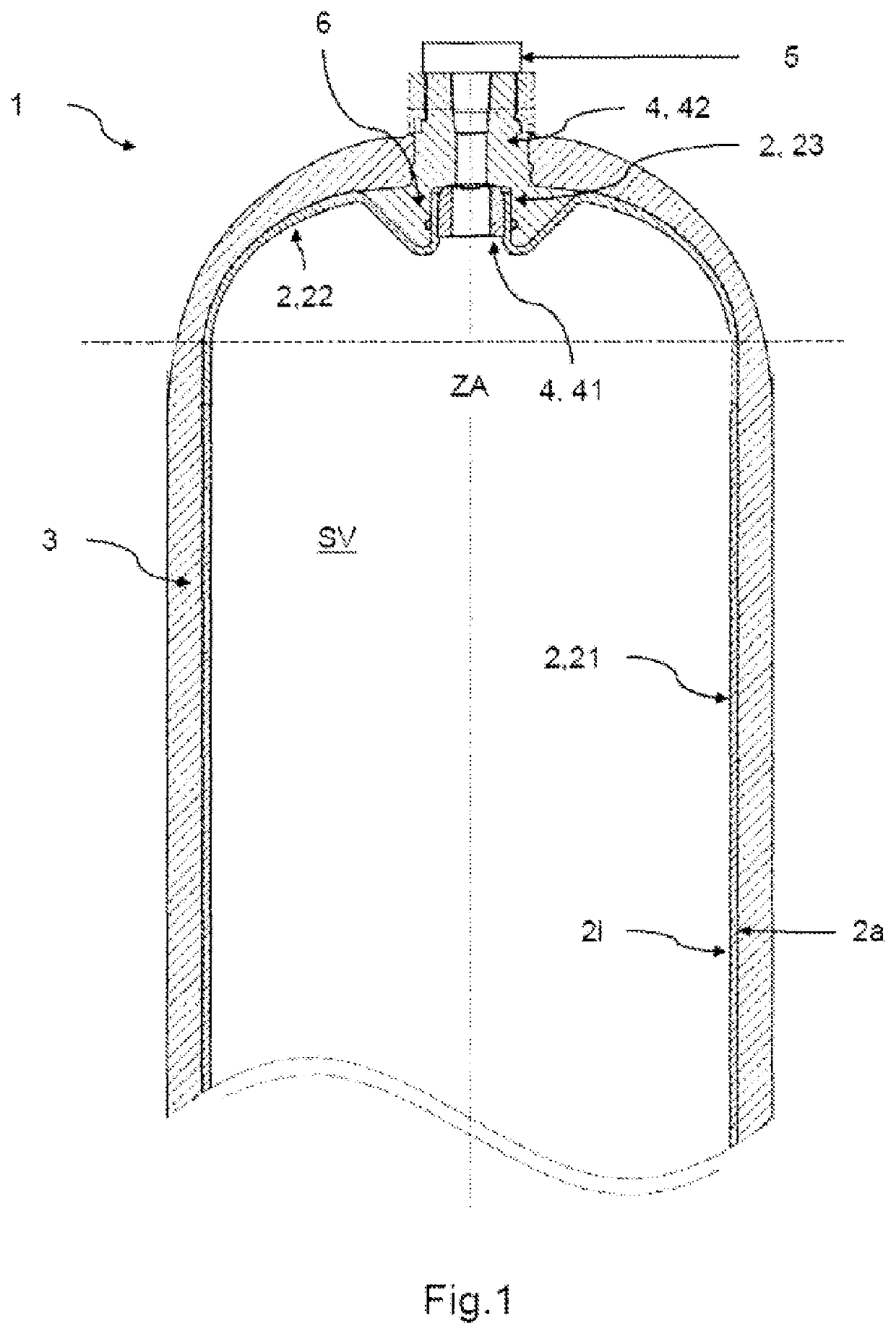 Self-sealing valve connection for pressure vessels