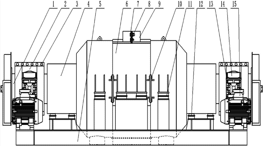 Four-motor-driving and double-screen-fence balancing type horizontal vibrating de-watering centrifuge and parameter determining method