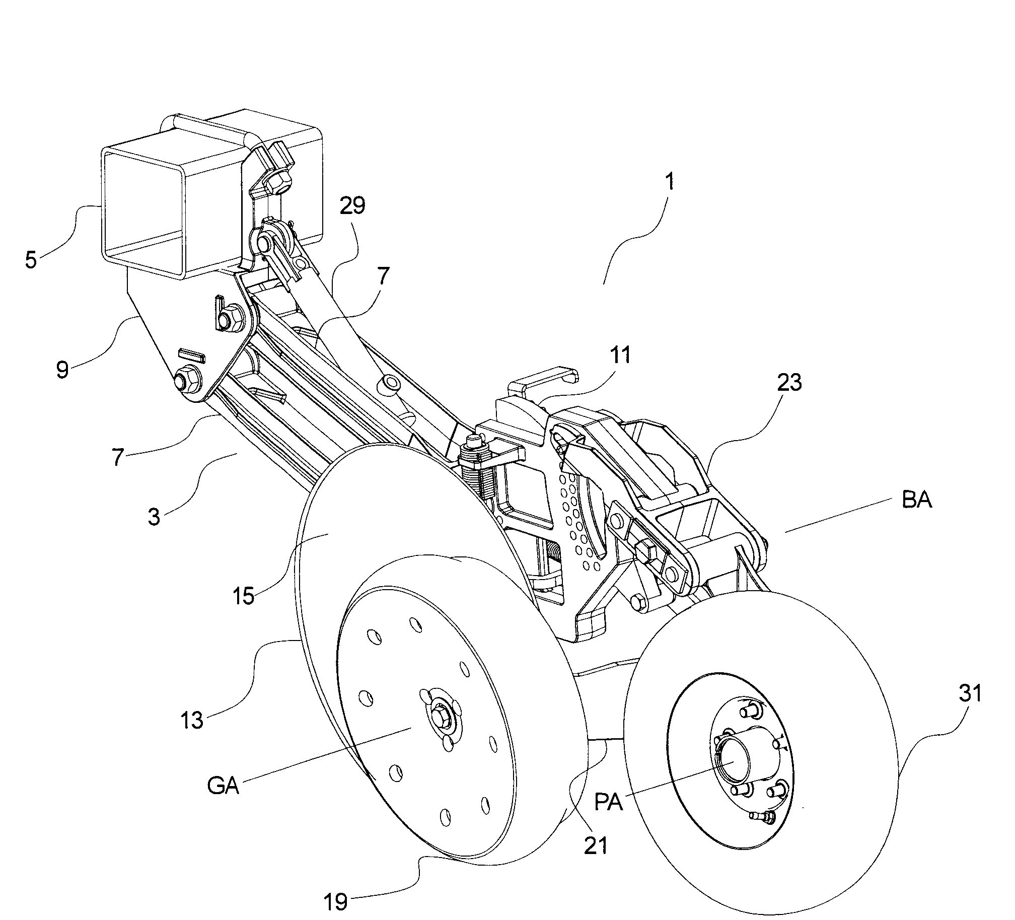 Single Disc Furrow Opener with Walking Beam