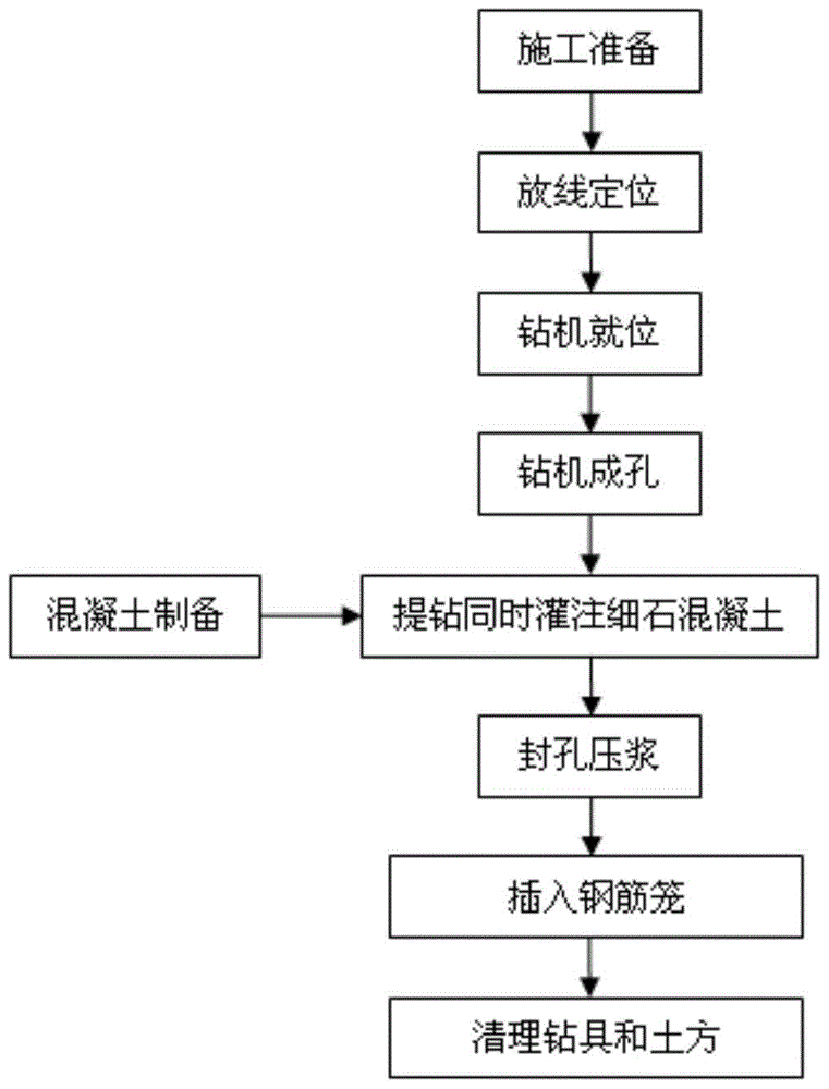 Construction method of long auger bored pressure grouting concrete uplift pile