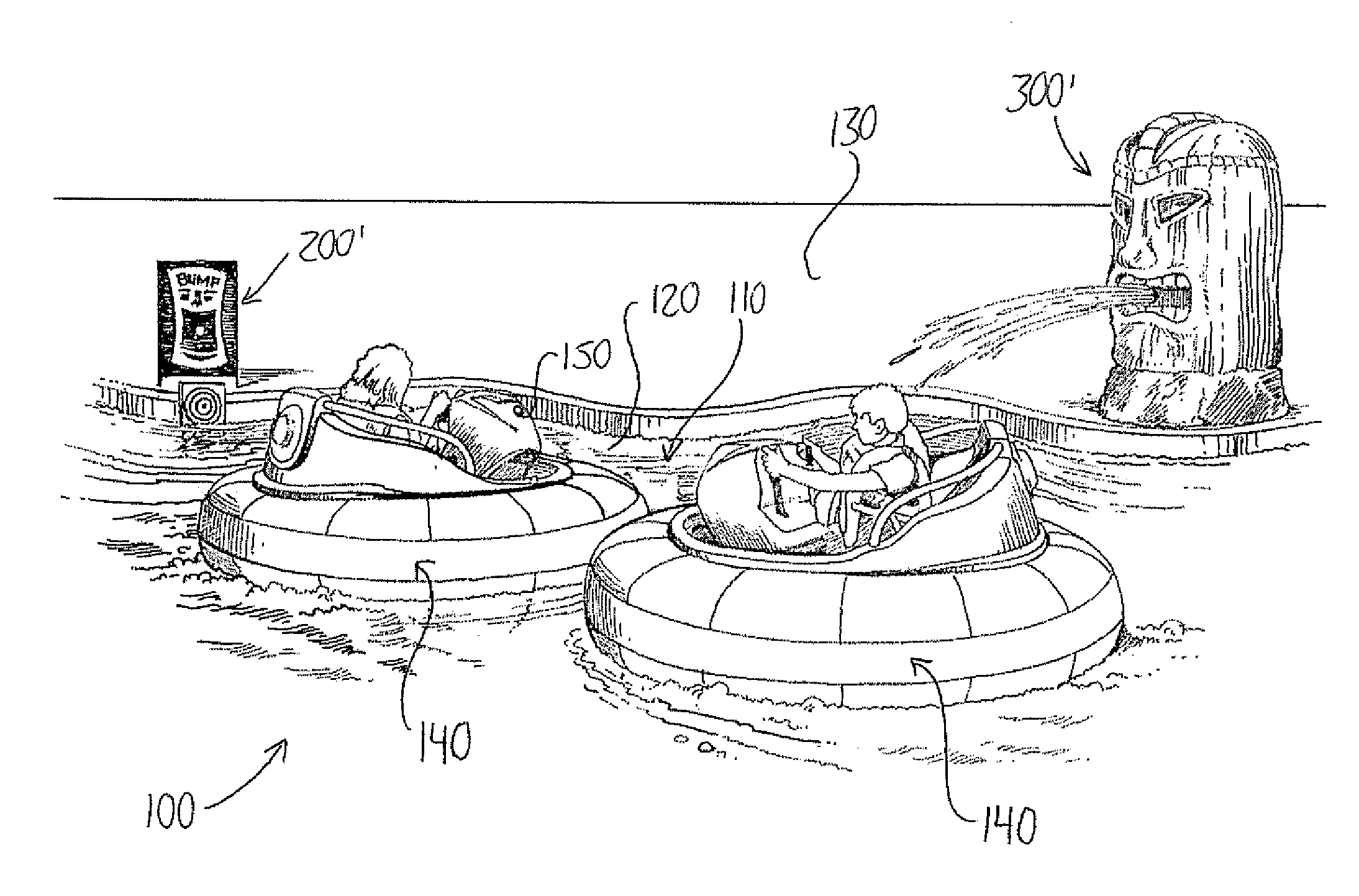 Bumper Boat Amusement Attractions, Methods and Systems and Water Effect Device Usable in Same