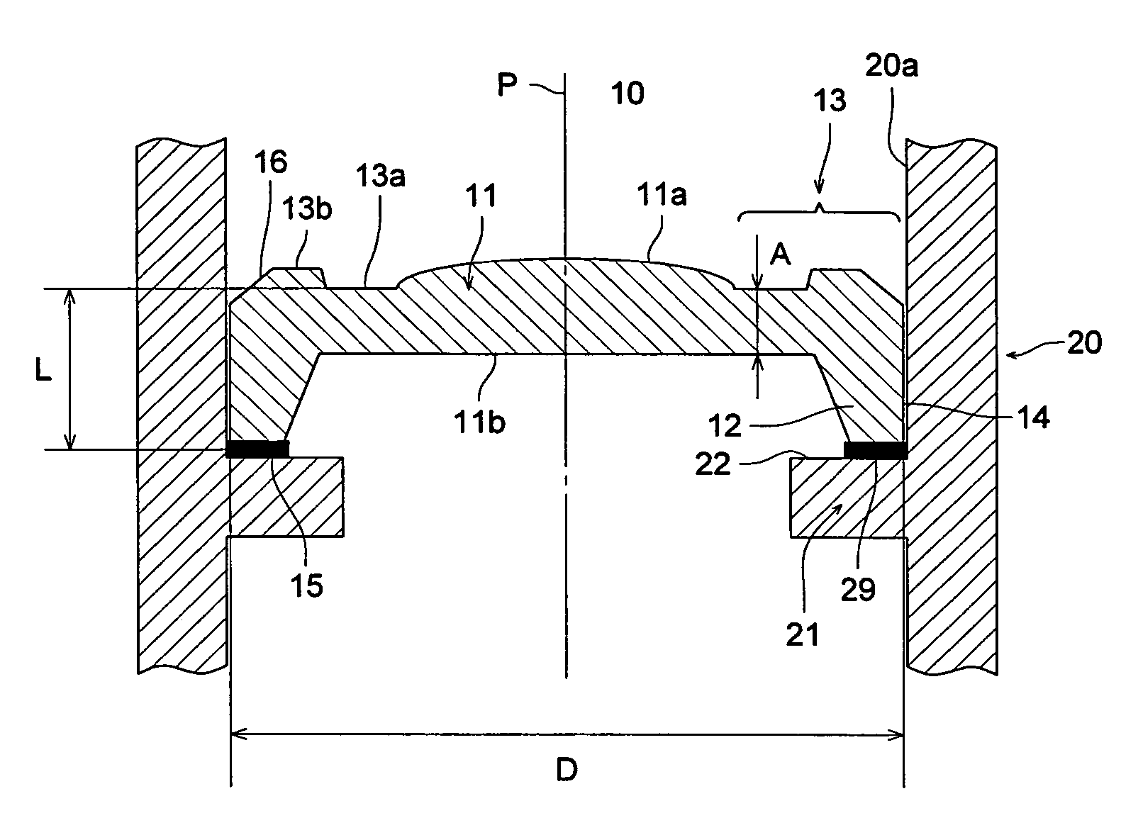 Optical element holding structure, optical element lens-barrel and optical communication module