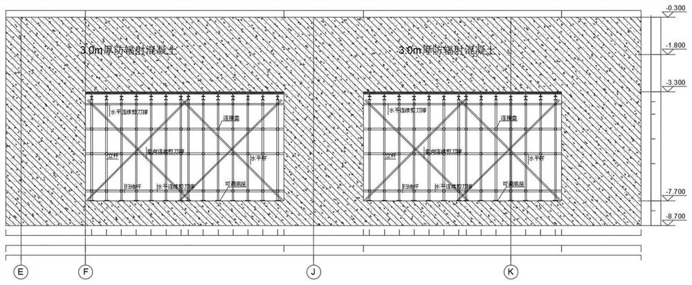 Construction method of super-thick overweight radiation protection concrete cast-in-place beam plate formwork supporting system