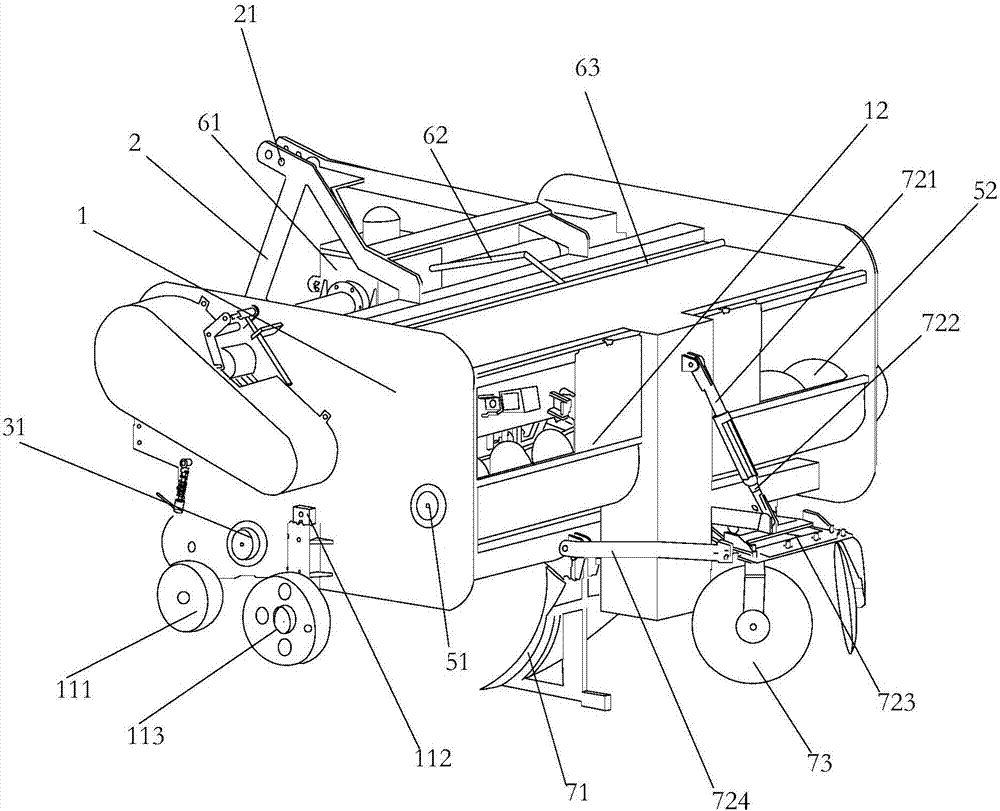 Efficient machine for crushing, decomposing, burying and returning straws