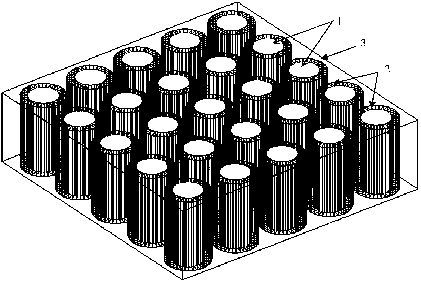 Three-phase phonon functional material structure comprising comb-type interlayer and manufacturing method