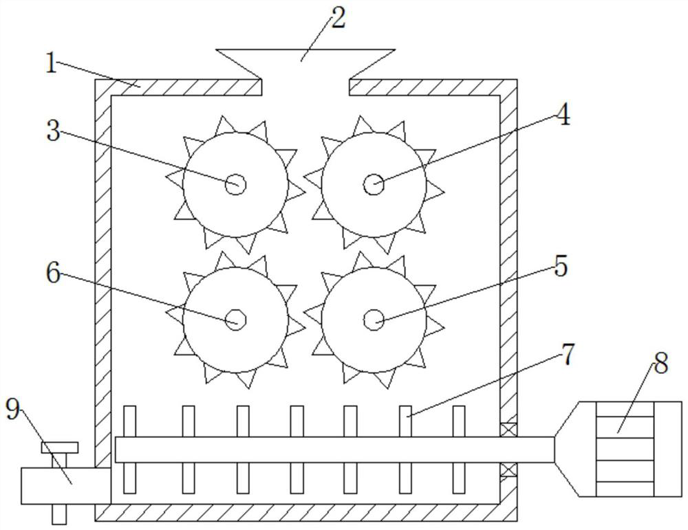 A feed crushing and mixing device