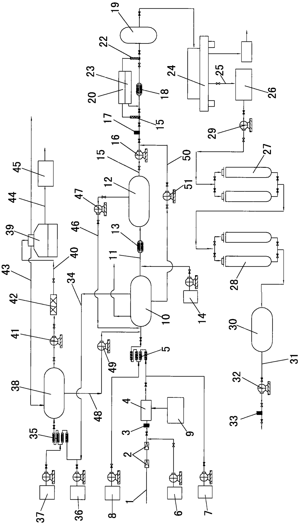 Offshore oil well acidizing flowback fluid treatment process and treatment device