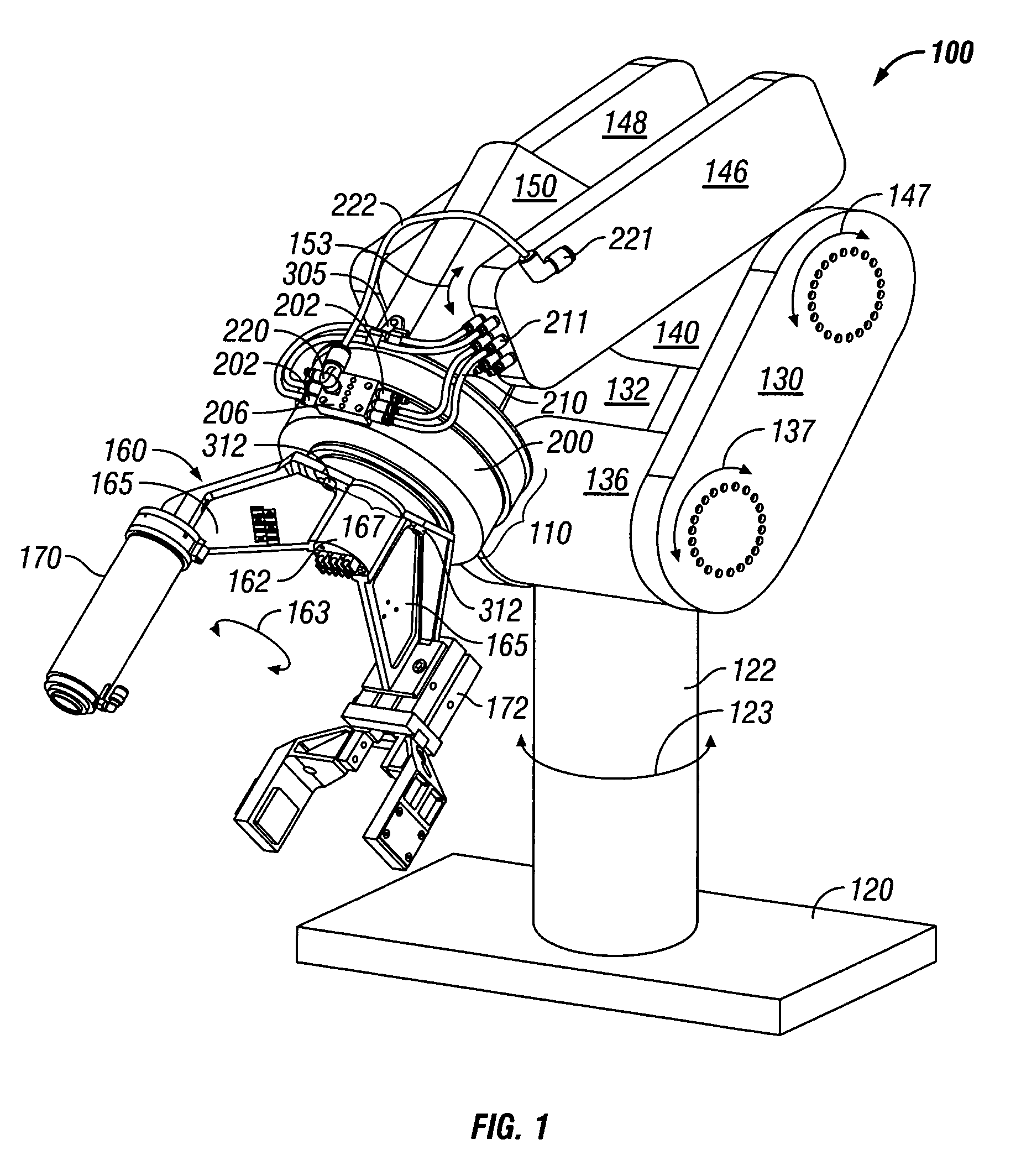 Pressure transmission assembly for mounting to a robotic device having a rotatable end effector