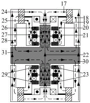 Permanent magnet biased five-degree-of-freedom integrated magnetic suspension supporting system