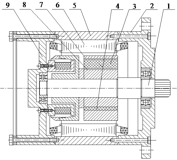 Brushless electromagnetic and double-radial permanent magnet hybrid excitation driving motor