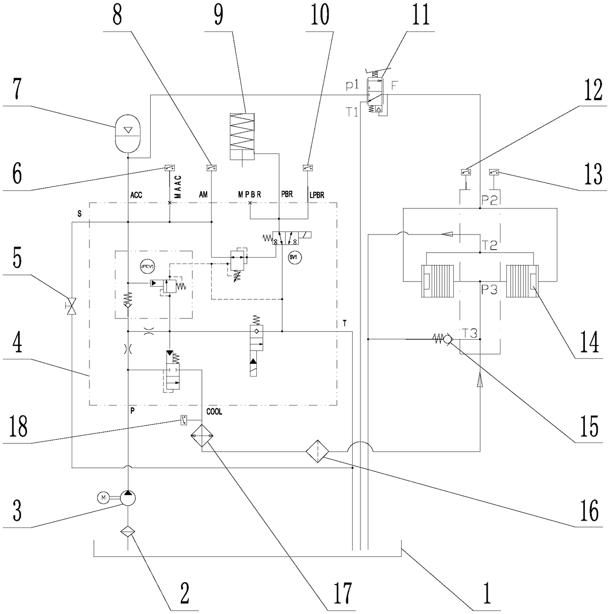 Full-hydraulic brake system for electric forklift