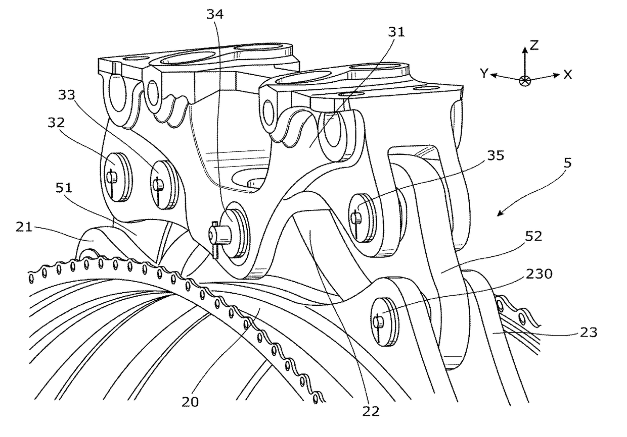 Aircraft engine attachment device, and corresponding aircraft