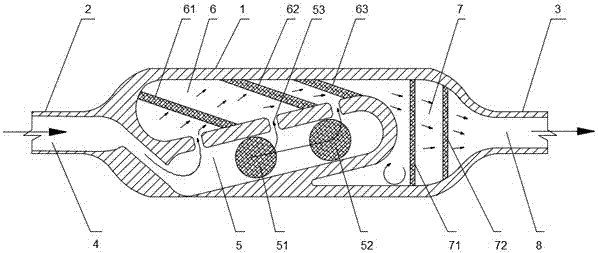 Three-way catalytic converter used for automobile tail gas treatment