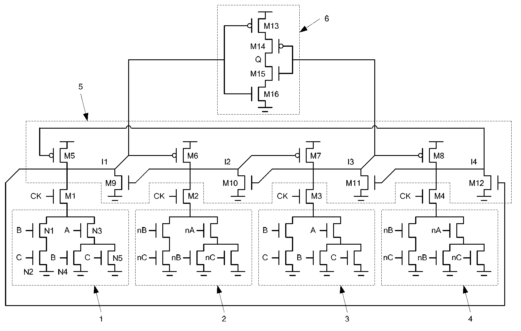 Anti-radiation hardening latch based on TMR and DICE