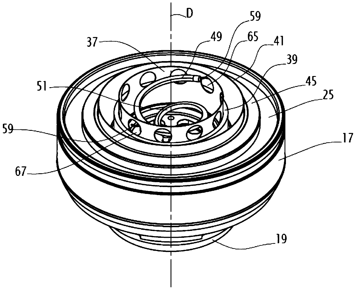 Electrodynamic loudspeaker including electrical power supply wires that are internal with respect to the coil holder