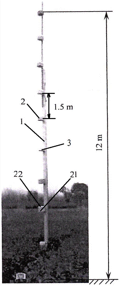 Tea orchard meteorology temperature inversion dynamic monitoring method and monitoring device