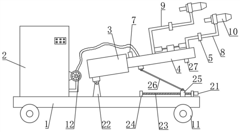 Building construction concrete spraying unit with protection mechanism