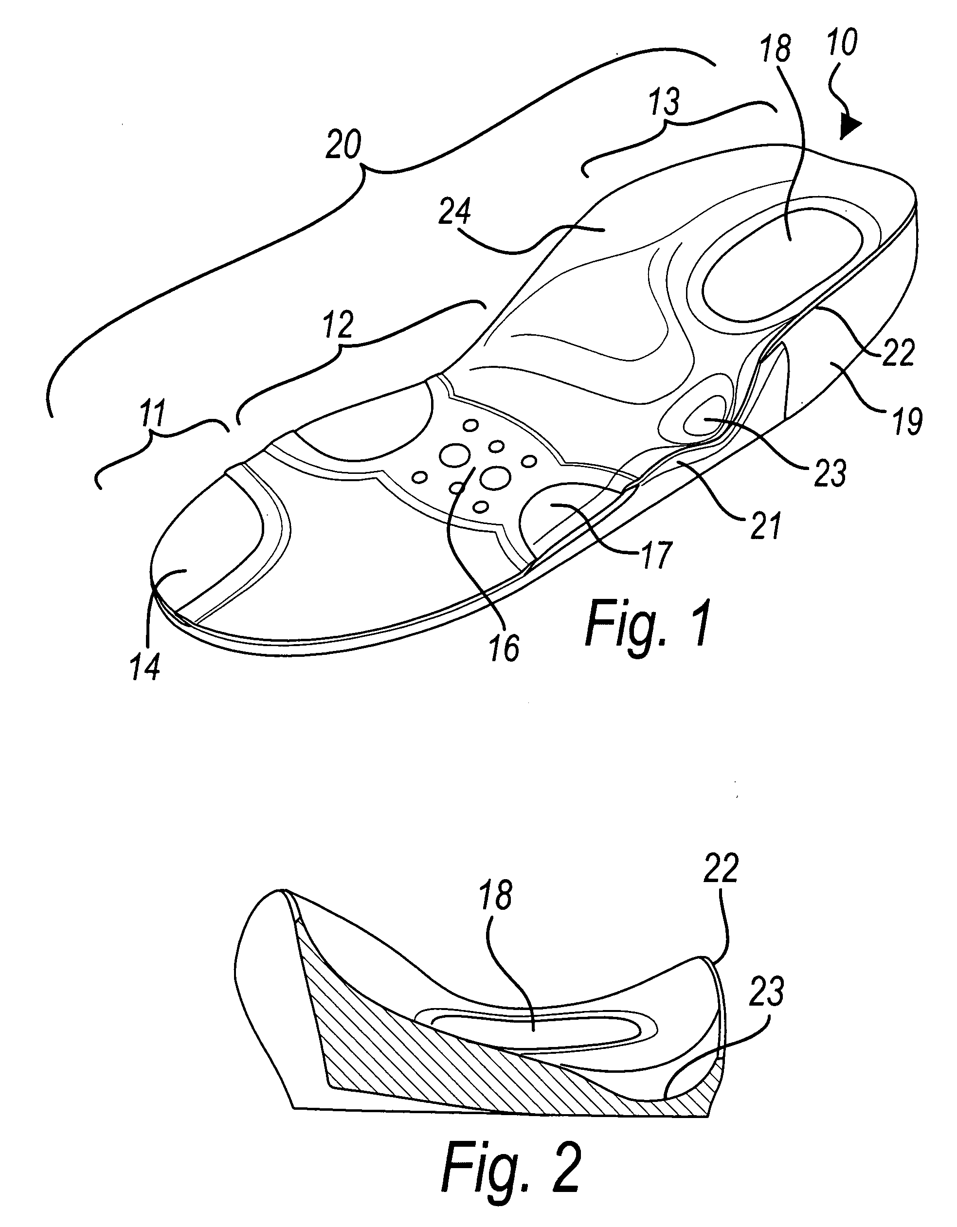 Insole for sports shoes, particularly for golf