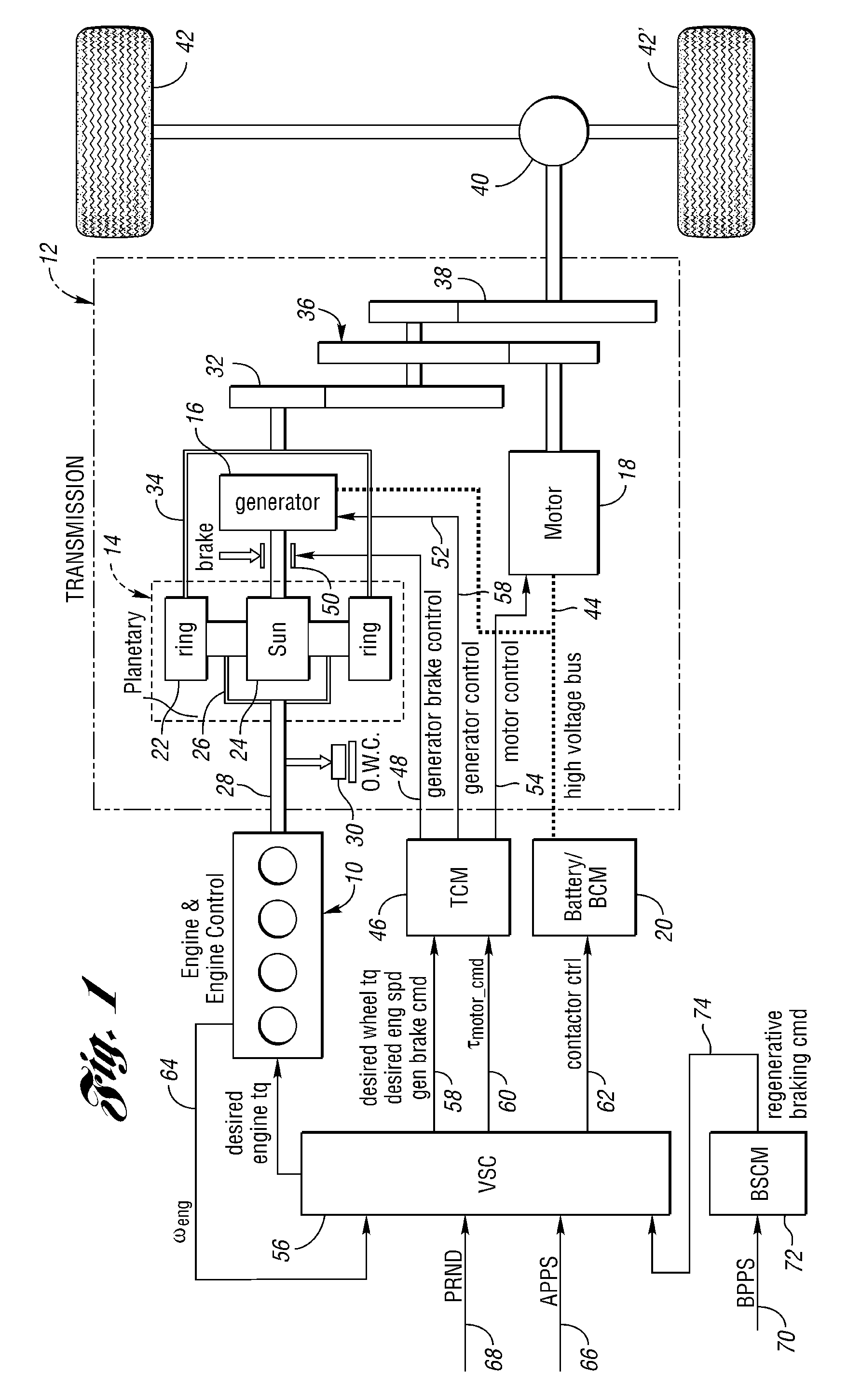 Method and system for determining final desired wheel power in a hybrid electric vehicle powertrain