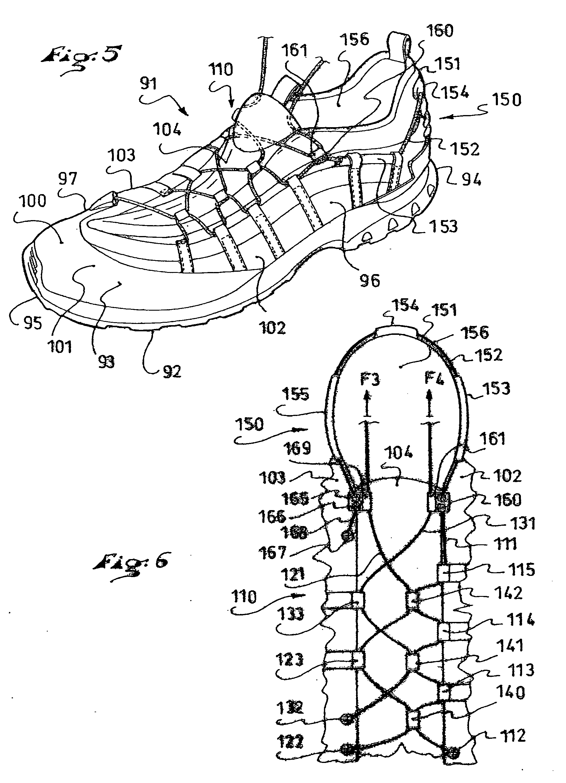 Footwear with improved tightening of the upper