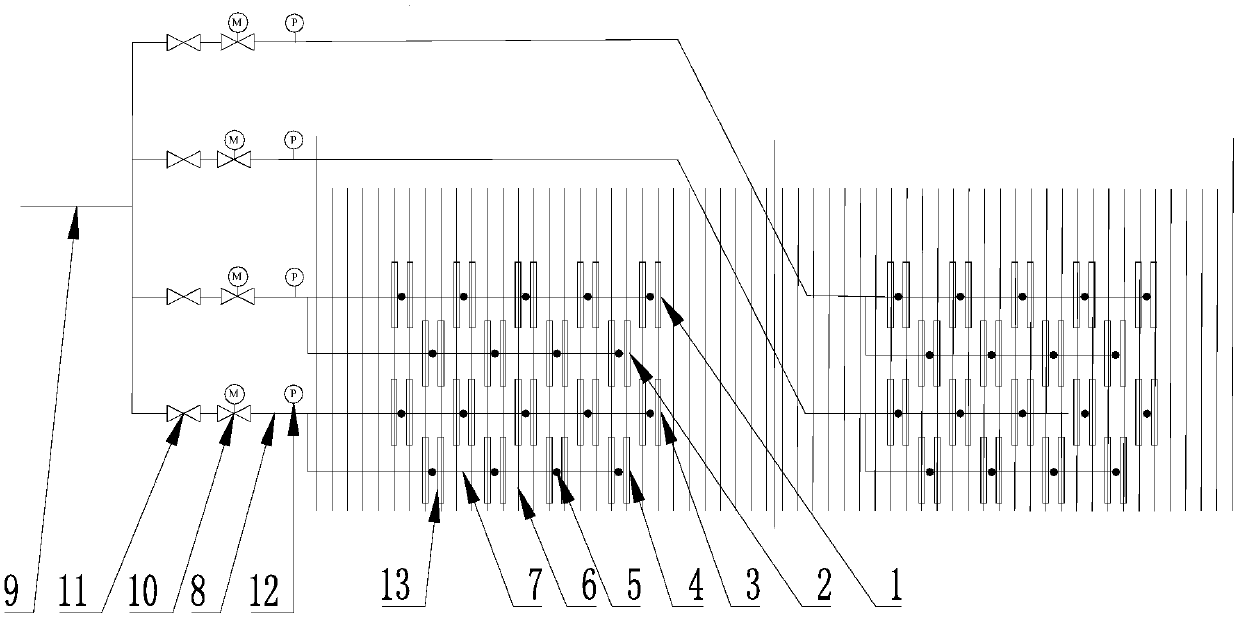 Boiler flue ash blowing system and ash blowing method