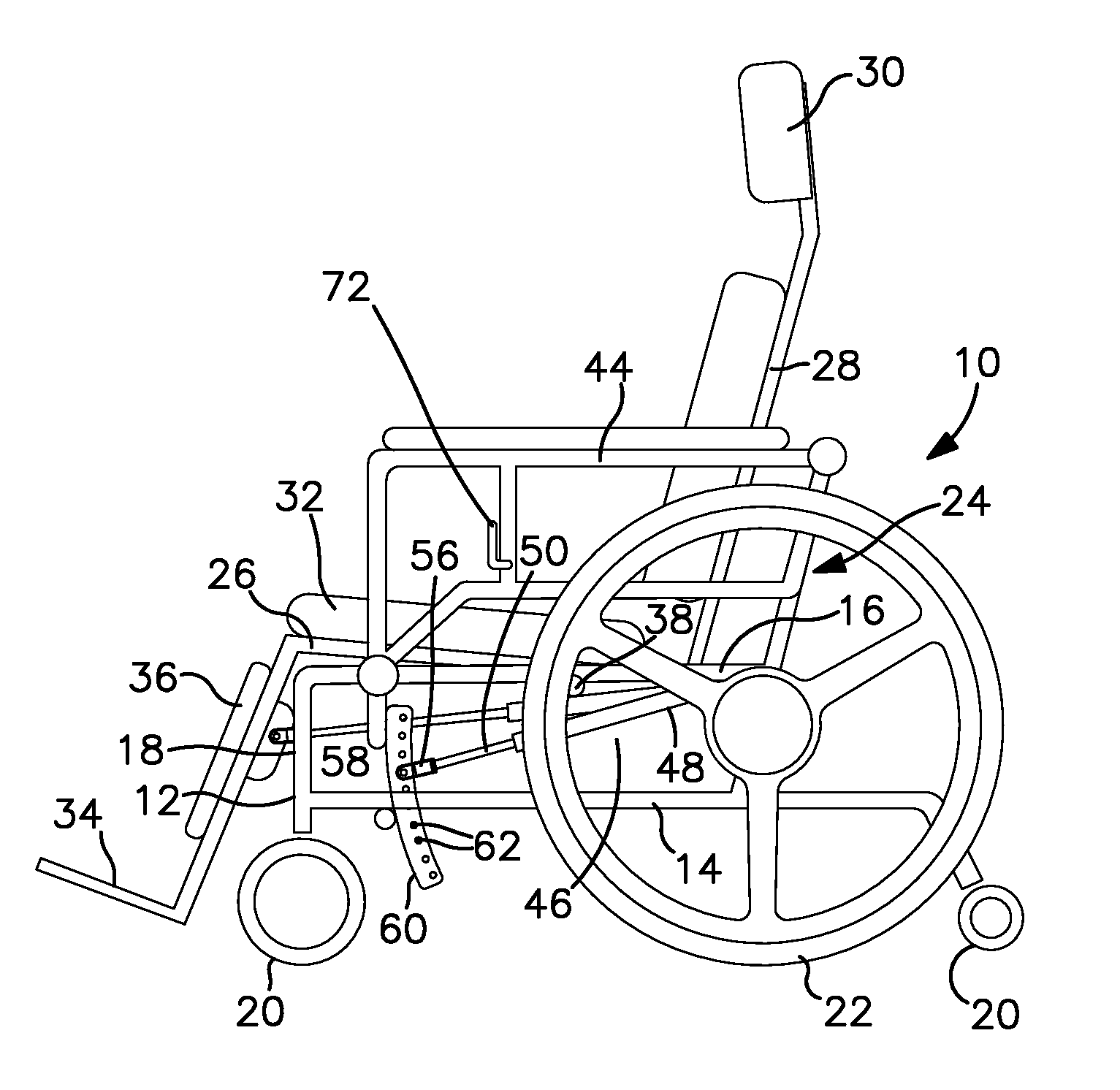 Wheelchair with user controlled tilt mechanism