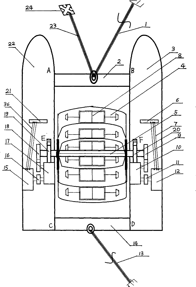 Floating-ship trough-type blade-load-adjustable water turbine water power station