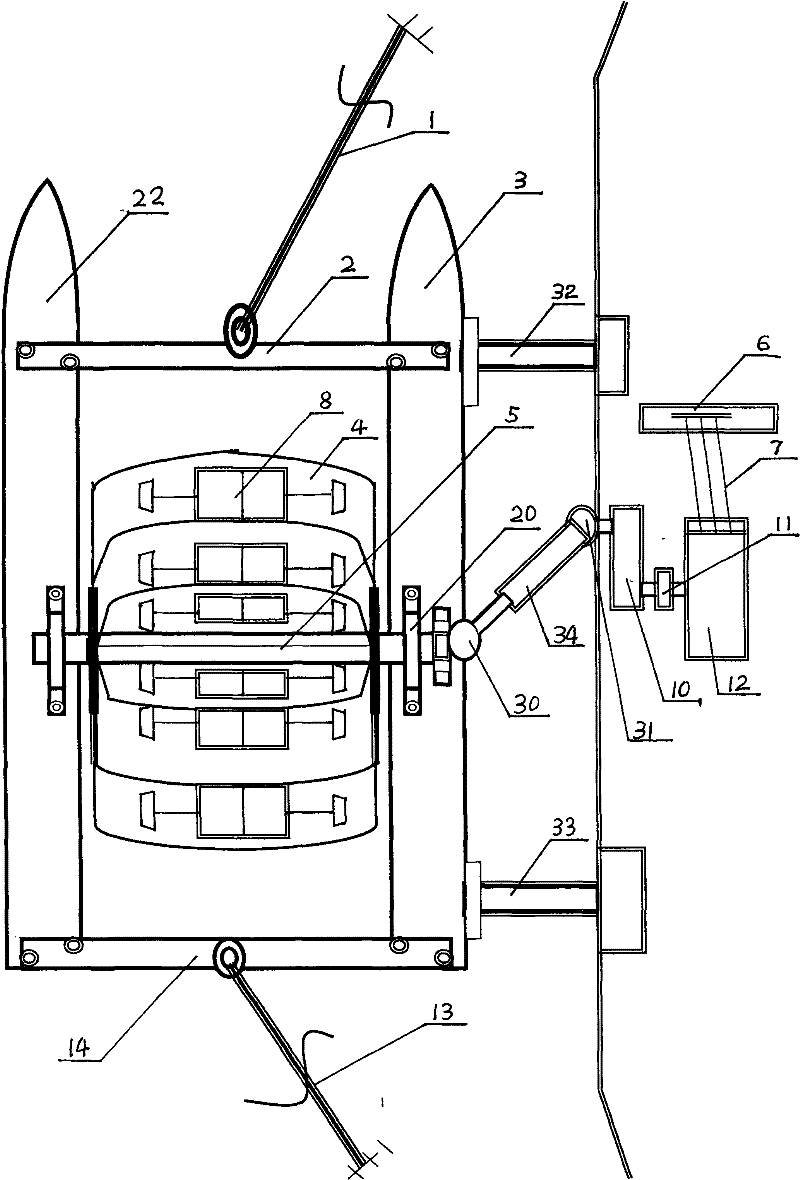 Floating-ship trough-type blade-load-adjustable water turbine water power station