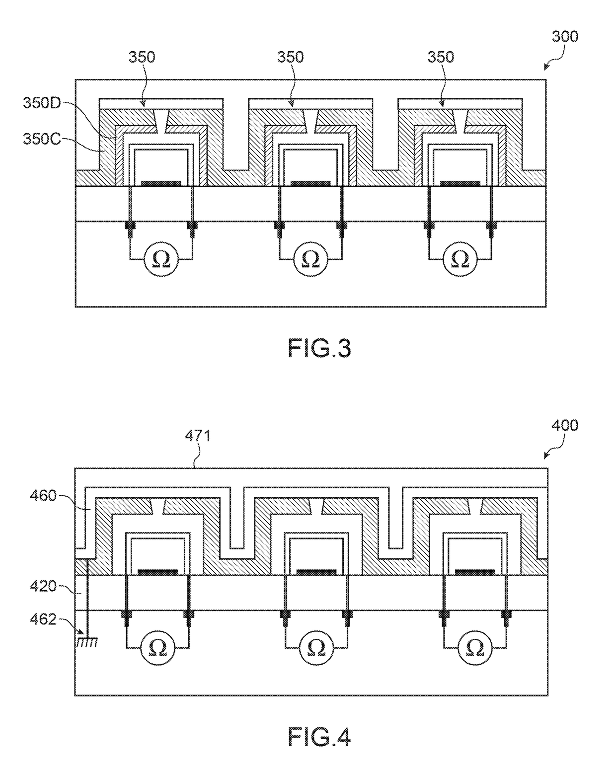 Thermal pattern sensor with bolometers under capsule(s)