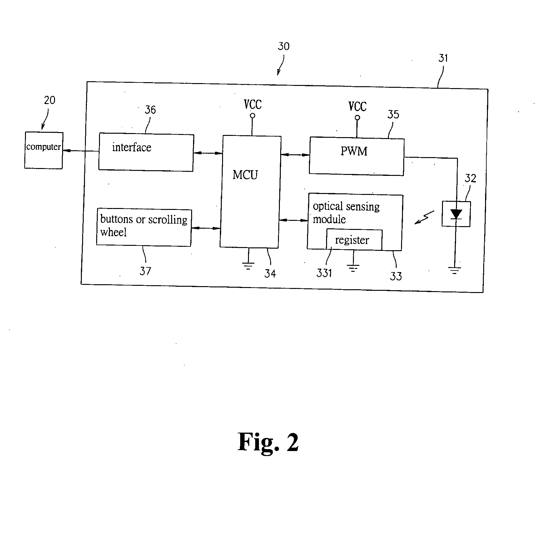 Optical input device with variable illumination for detecting movement on working surfaces having different optical characteristics