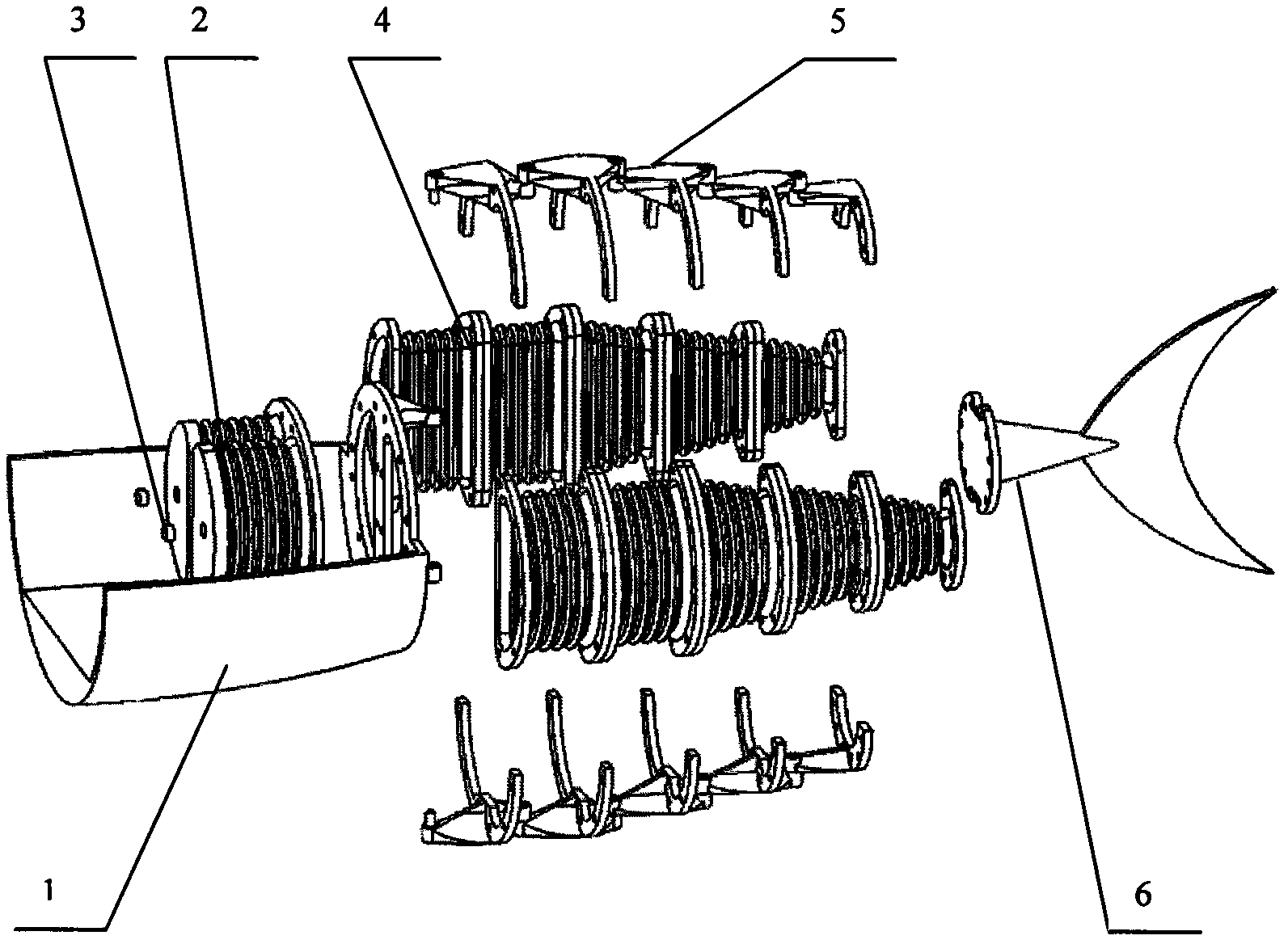 Deformable bionic power conversion impeller by means of fin undulation and hydraulic volumetric difference