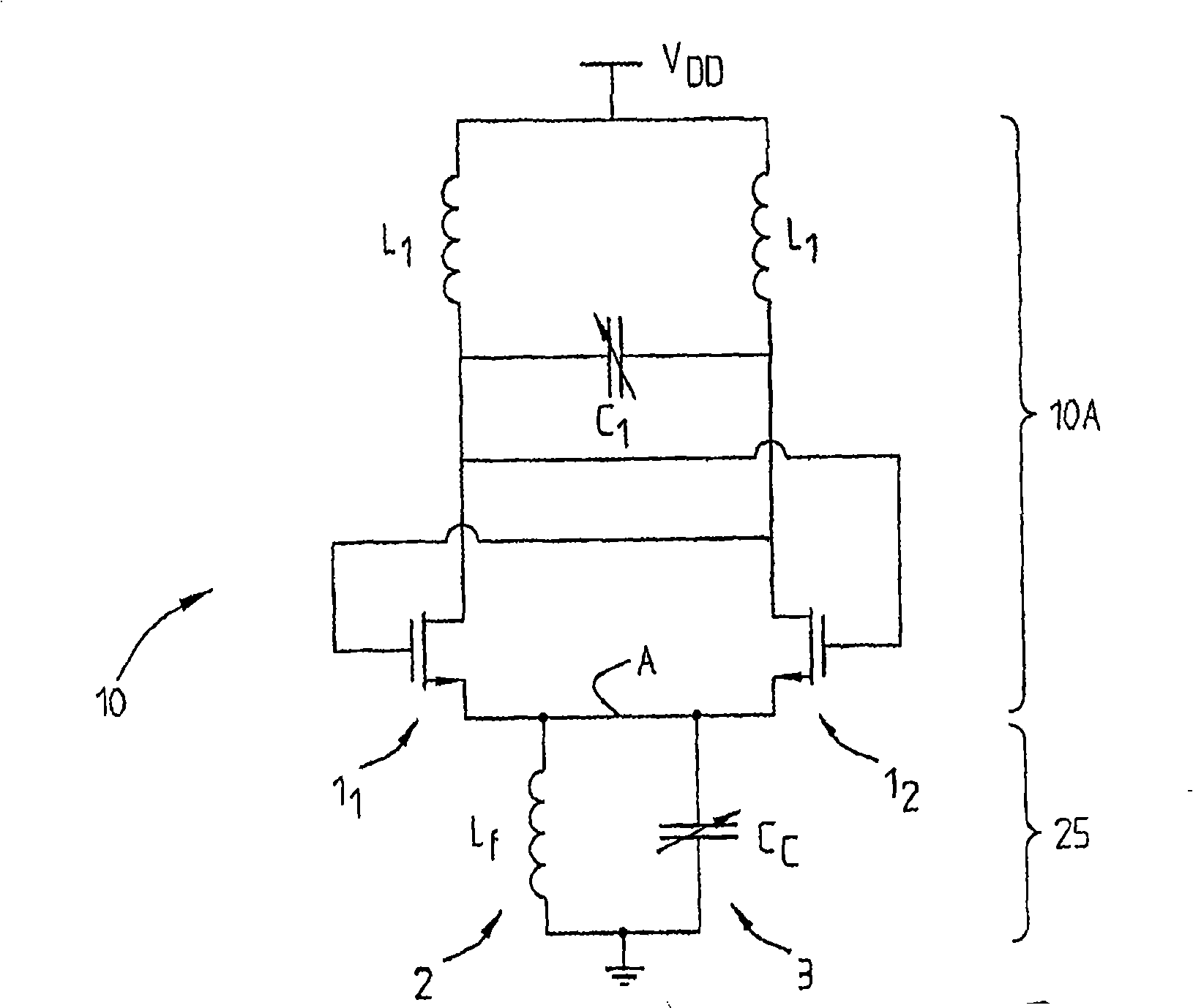 Oscillatory circuit of tunable filter with minimize phase noise