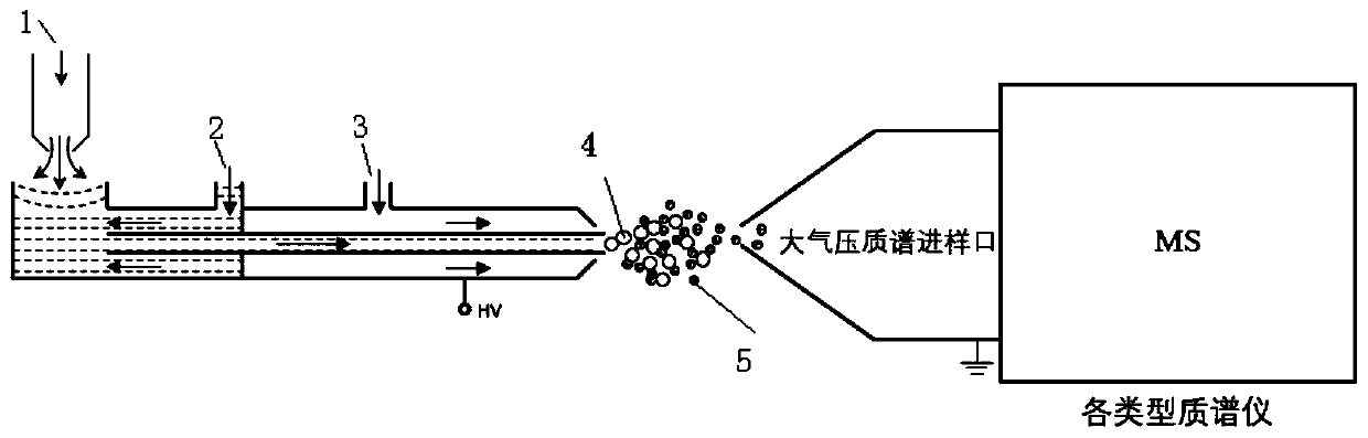 Mass spectrometry combined device for directly analyzing aerosol on line