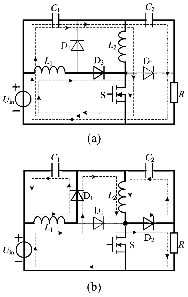 Quadratic Boost converter with low capacitance voltage stress