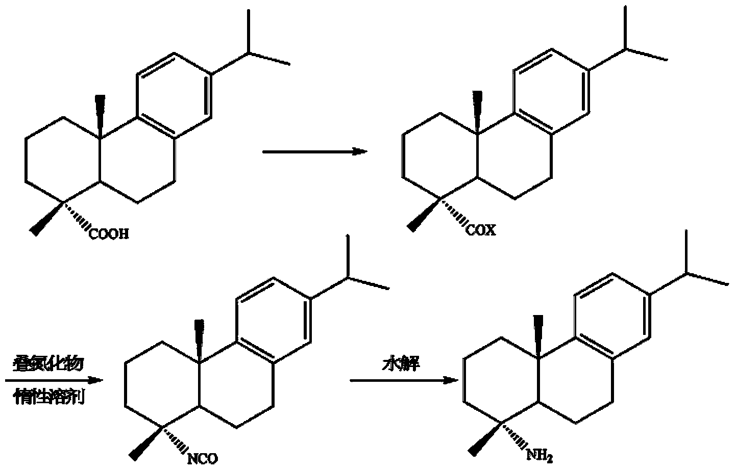 Preparation method for safely synthesizing dehydroabietic acid degraded amine