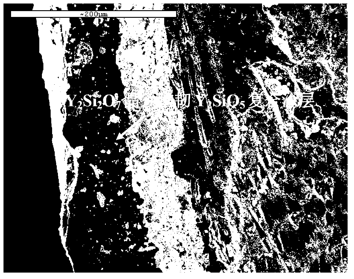 Preparation method of Y2Si2O7 whisker toughened Y2SiO5 composite coating