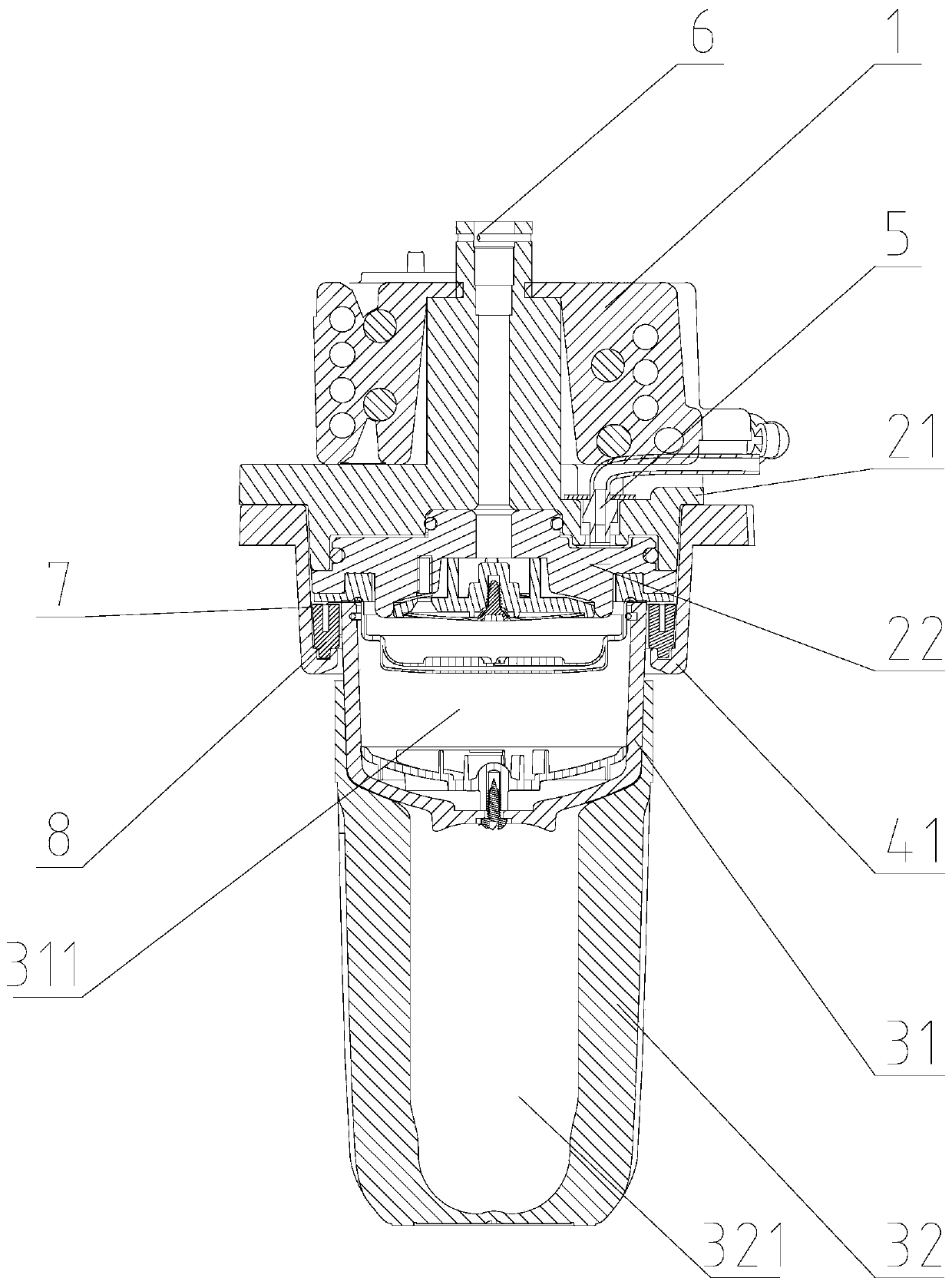 Funnel hand-held system and hand-held pressure coffee machine provided with same