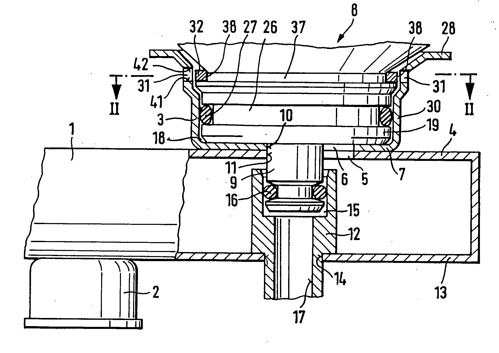 Connection of two coaxially in-line elements in a fuel supply system of an internal combustion engine