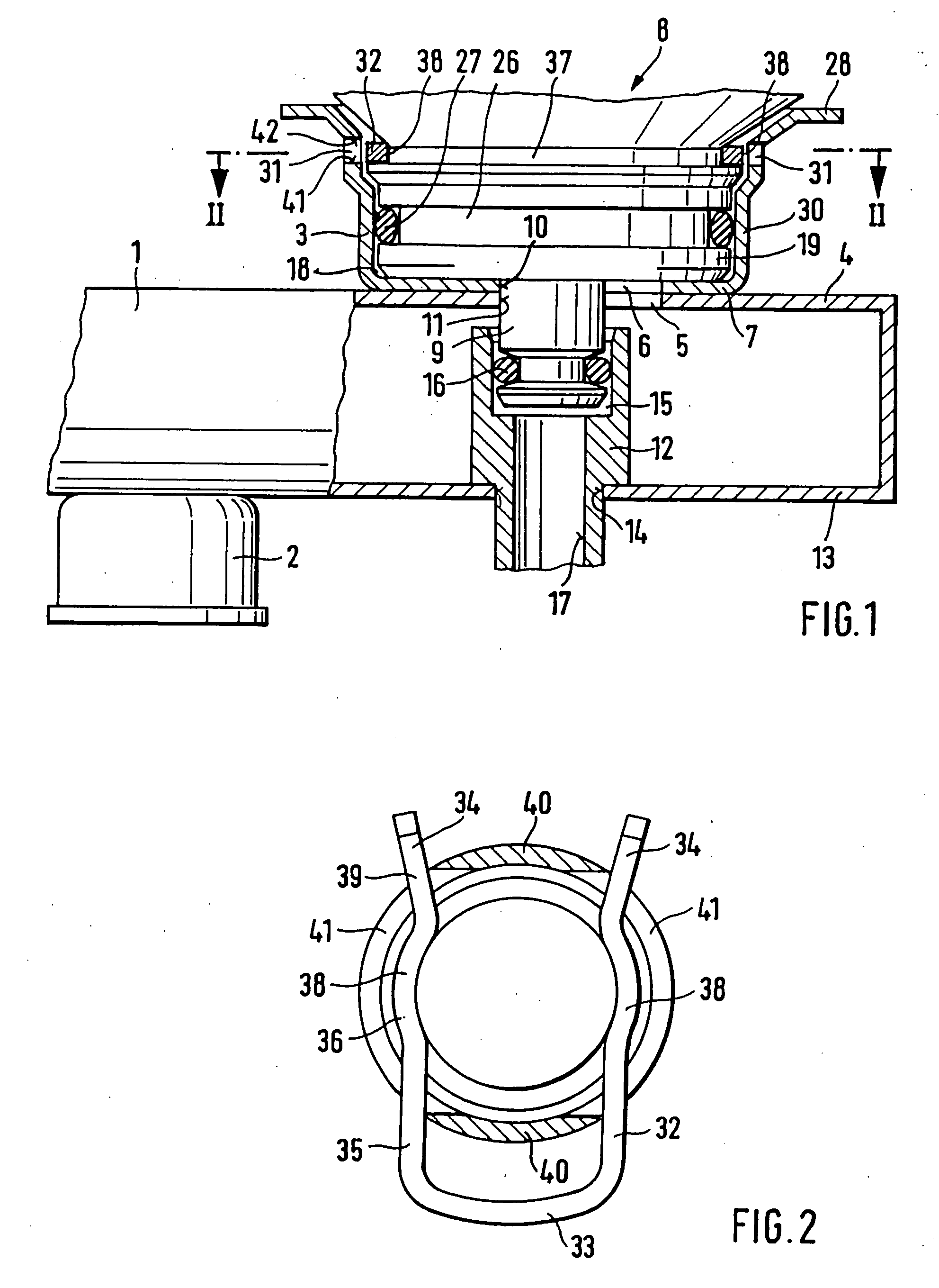 Connection of two coaxially in-line elements in a fuel supply system of an internal combustion engine