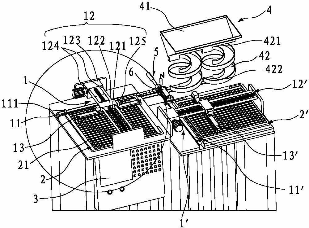 Mosaic tile automatic arrangement and mold-entering mechanism