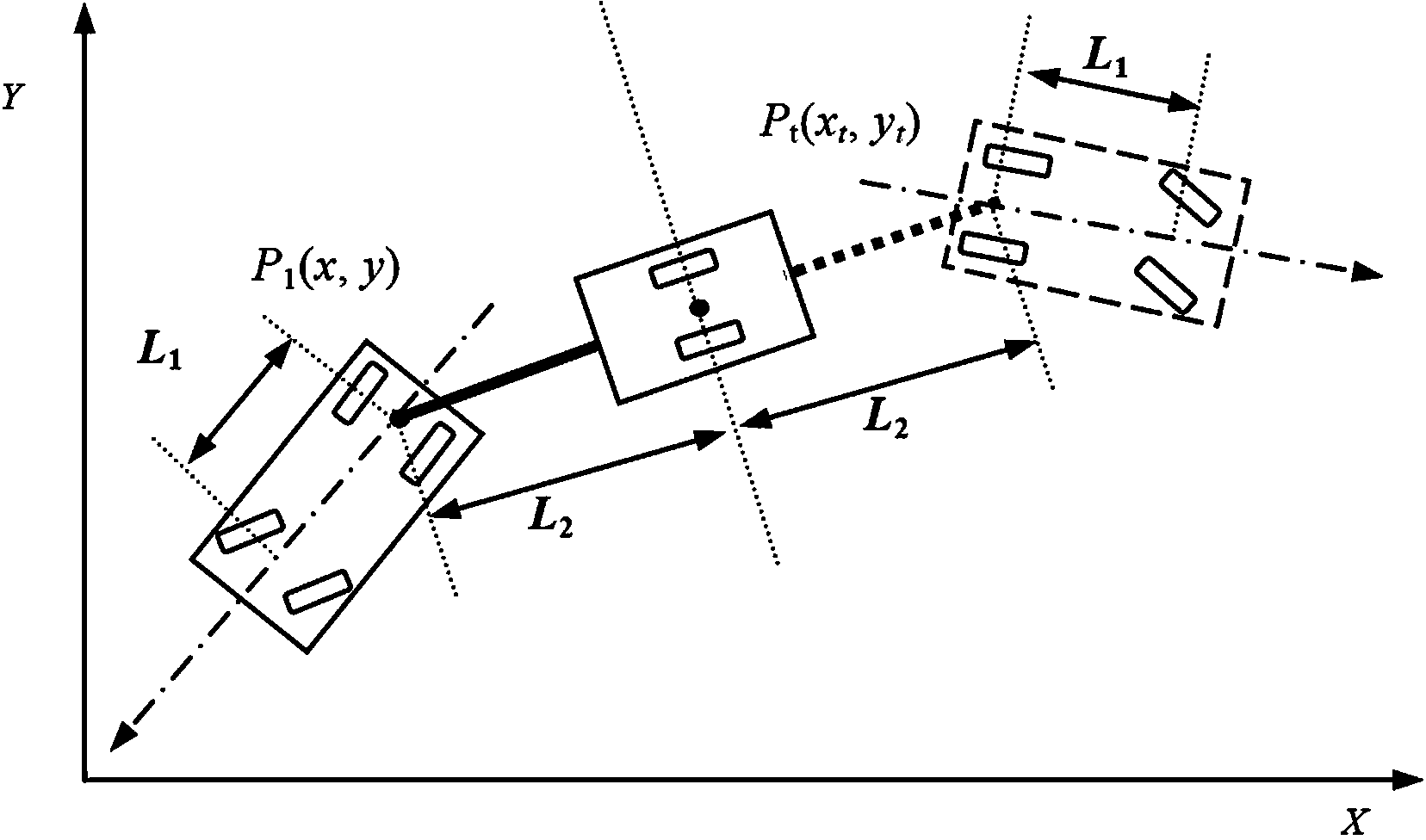 Pull type mobile robot parallel parking method