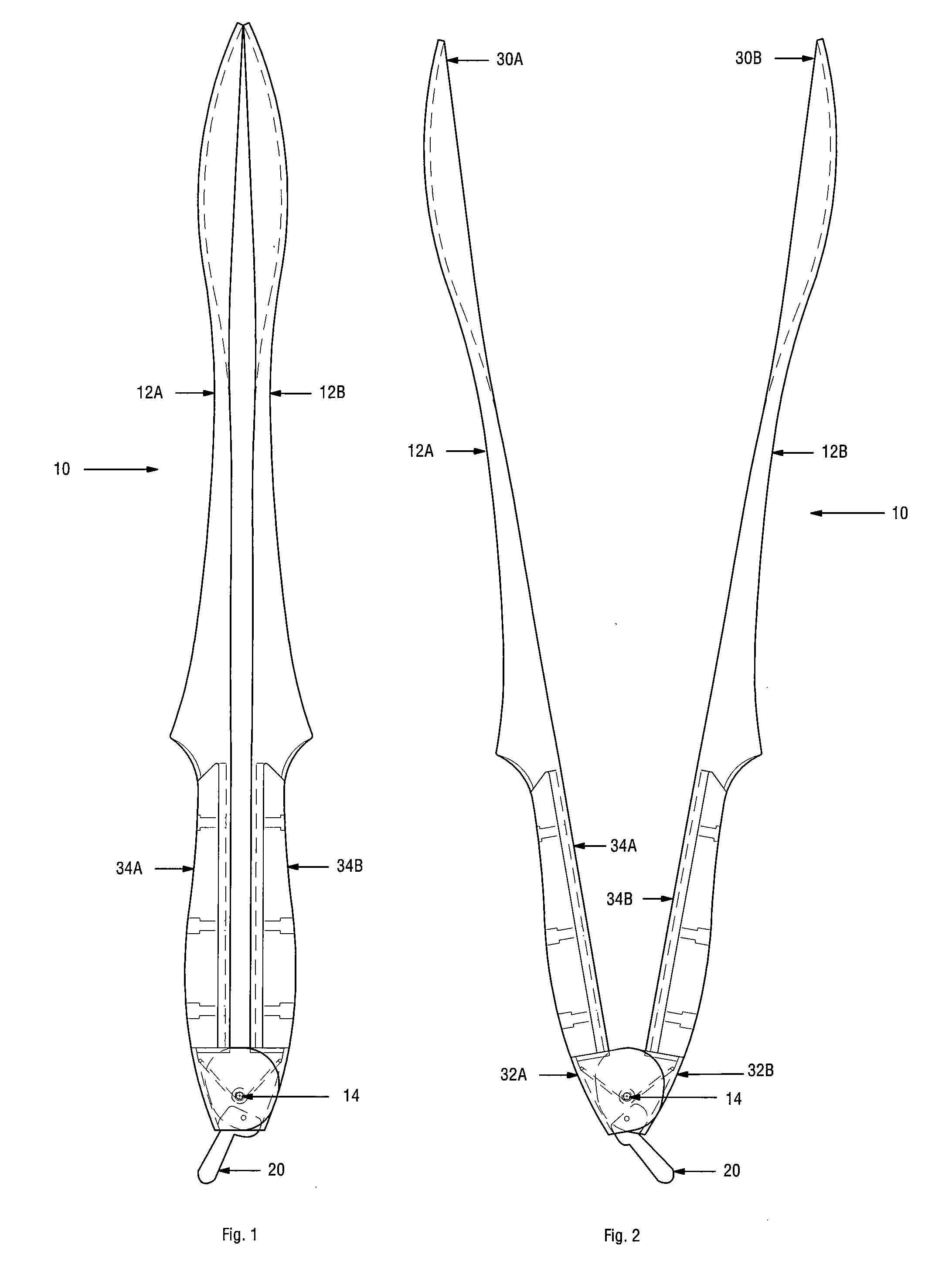 Spring-armed kitchen utensils and locking mechanism therefor